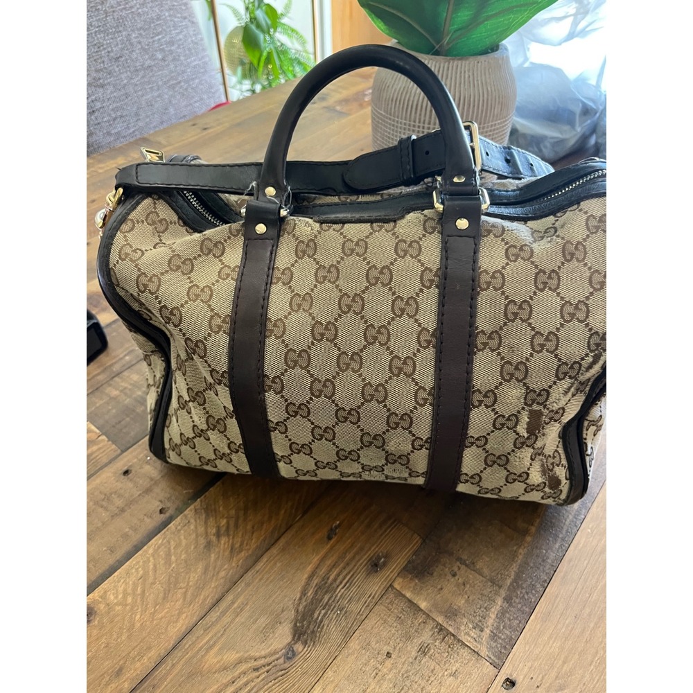 GUCCI GG Monogram Boston Bag Vintage Satchel Women Brown Fair Luxury Travel